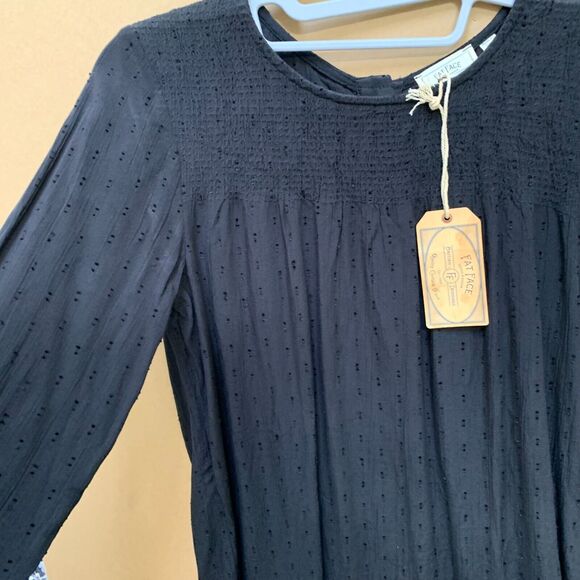 FAT FACE Black Viscose Button Back L/S Peasant Style "ELLEN" Tunic Sz 2 NWT - Picture 4 of 15
